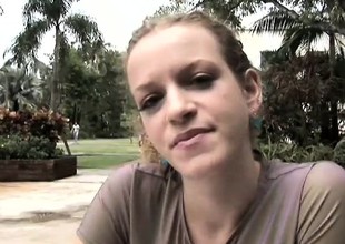 Fair-faced youthful woman Jessi is having nasty outdoor banging